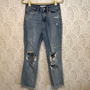Flying Monkey Distressed High Rise Straight Leg‎ Jeans Blue Size 25